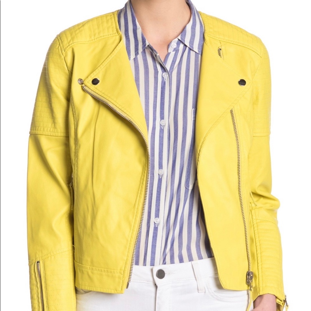 Yellow vegan faux leather jacket by Philosophy